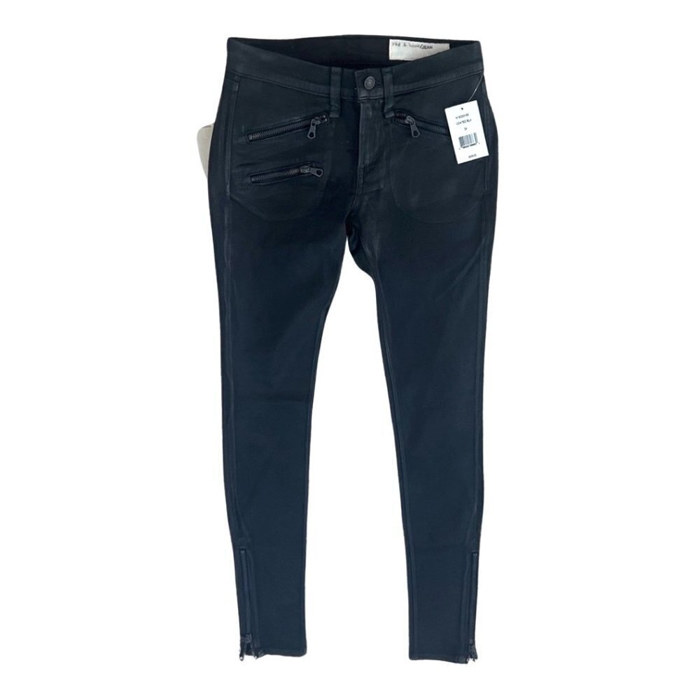 rag & bone black coated skinny jeans size 24